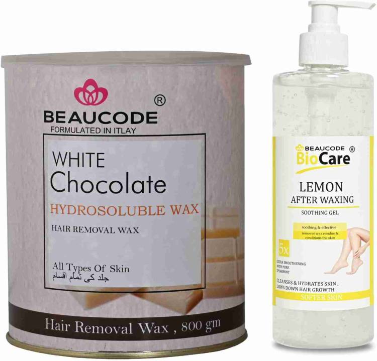 Beaucode Professional Rica White Chocolate Hair Removing Wax 800 gm + Lemon After Waxing Gel 500 ml ( Pack of 2 ) Price in India