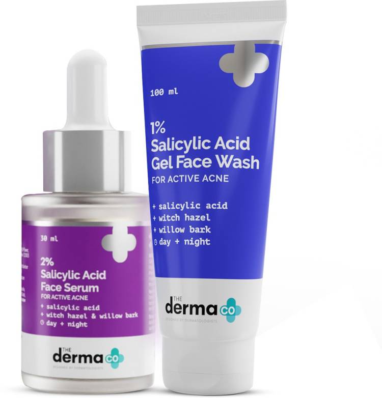 The Derma Co Anti-Acne Regimen Combo - 1% Salicylic Acid Gel Face Wash (100 ml) + 2% Salicylic Acid Serum (30 ml) Price in India