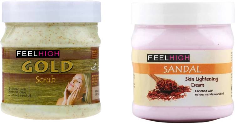 feelhigh Face & Body Gold Scrub-500gm & Sandal Cream 500gm- Skin care products Price in India