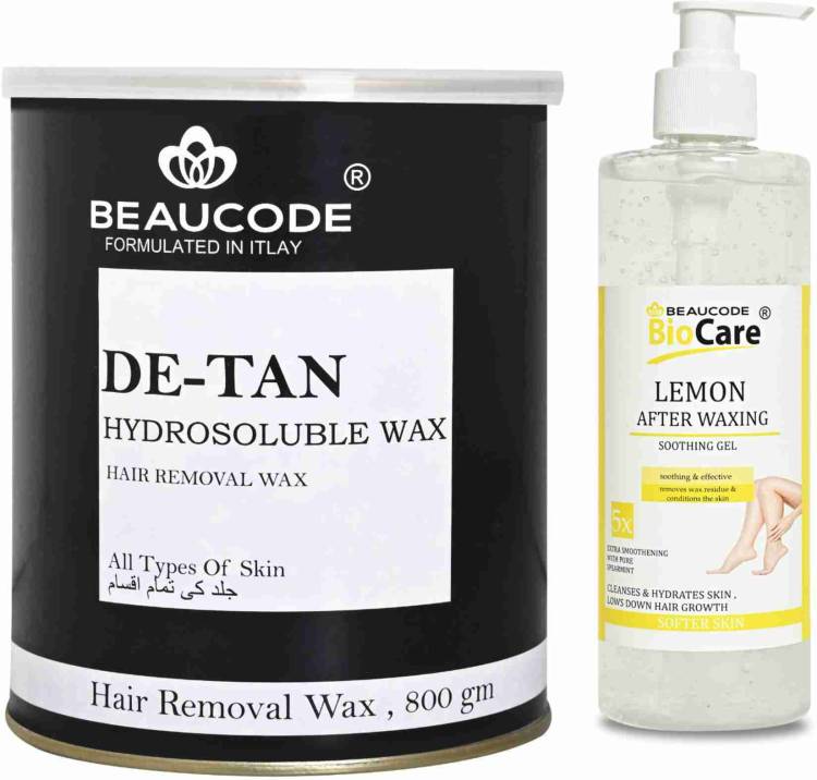 Beaucode Professional Rica De-Tan Hair Removing Wax 800 gm + Lemon After Waxing Gel 500 ml ( Pack of 2 ) Price in India