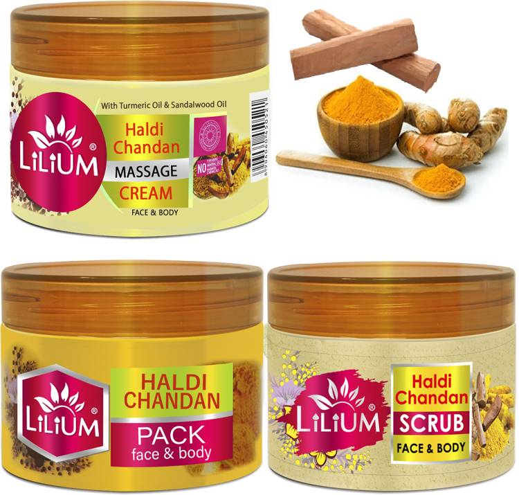 LILIUM Haldi Chandan Facial Kit | 3 Step Glowing Skin & Deep Cleansing, Brightening Price in India