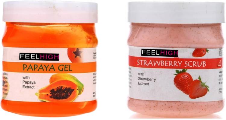 feelhigh Face & Body Papaya Gel 500ml And Strawberry Scrub 500ml -Skin care Products Price in India