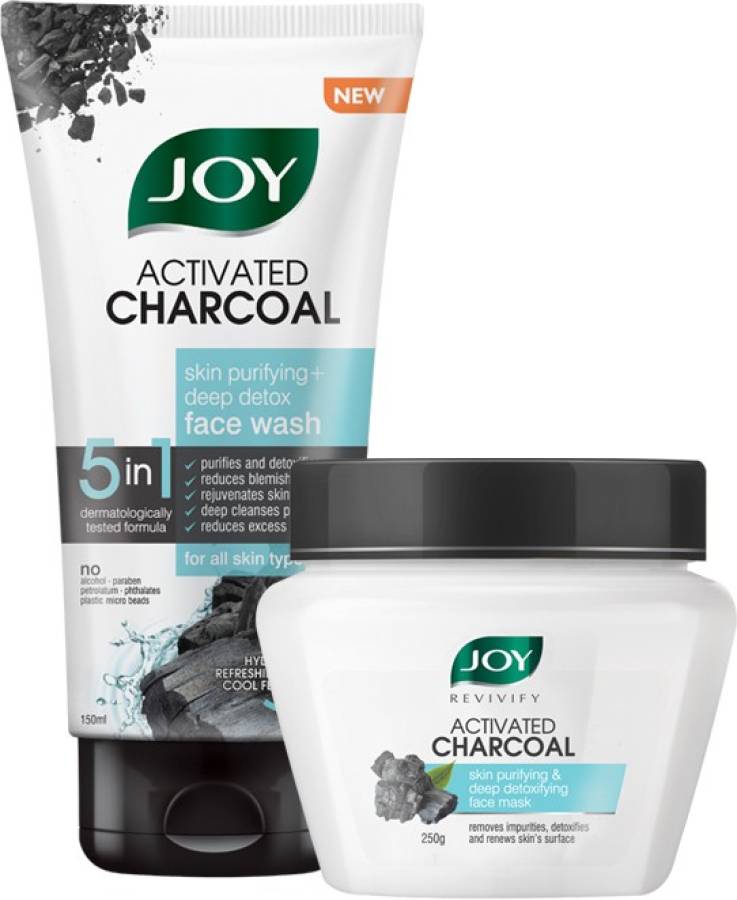 Joy Activated Charcoal Face Wash 150ml | Revivify Activated Charcoal Face Mask 250g ( Combo Pack ) Price in India