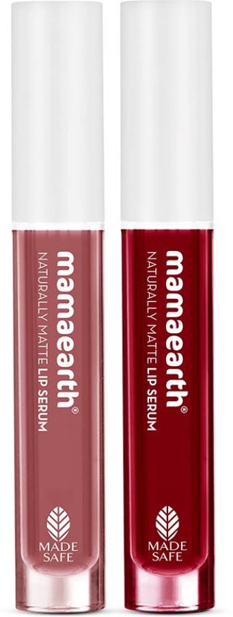 MamaEarth Naturally Matte Lip Serum Combo Matte Liquid Lipsticks with Vitamin C & E For Upto 12 Hour Long Stay - Rosy Nude & Chirpy Cherry Price in India