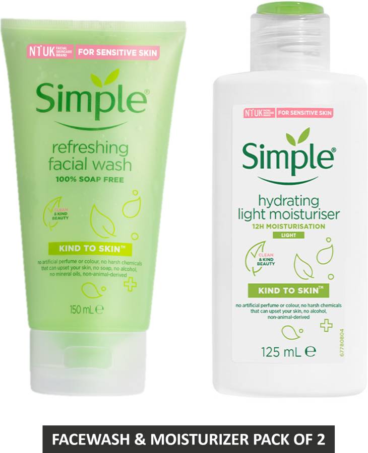 Simple Kind to Skin Refreshing Facial Wash and Hydrating Light Moisturizer 275ML Price in India