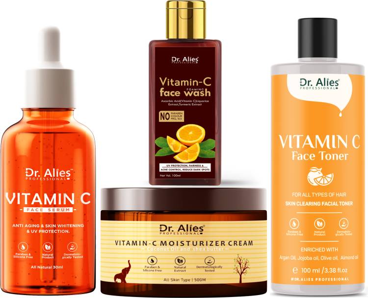 Dr. Alies Professional Vitamin C Face Serum, Facewash, Toner, Moisturizer Full Skin Care Kit Price in India