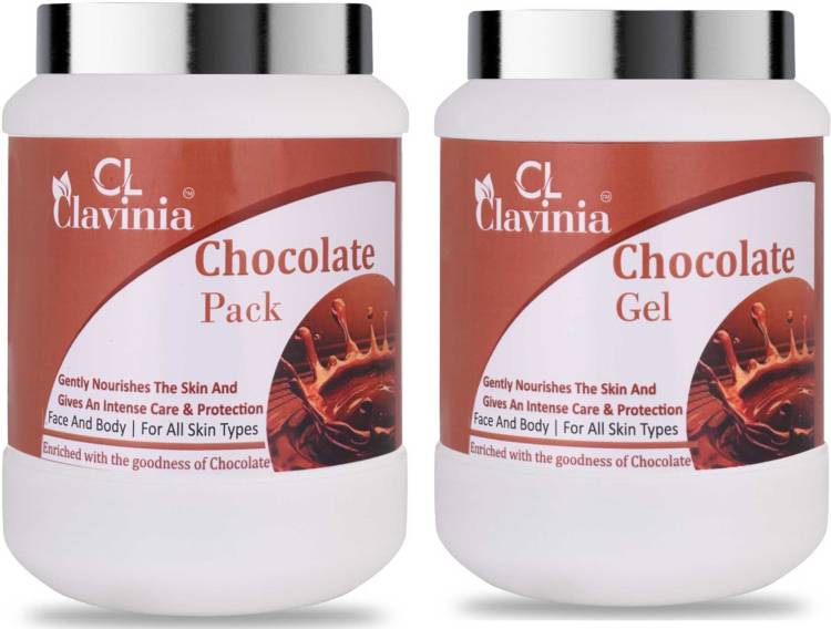 CLAVINIA Chocolate Pack 1000 ml + Chocolate Massage Gel 1000 ml ( Pack Of 2 ) Price in India