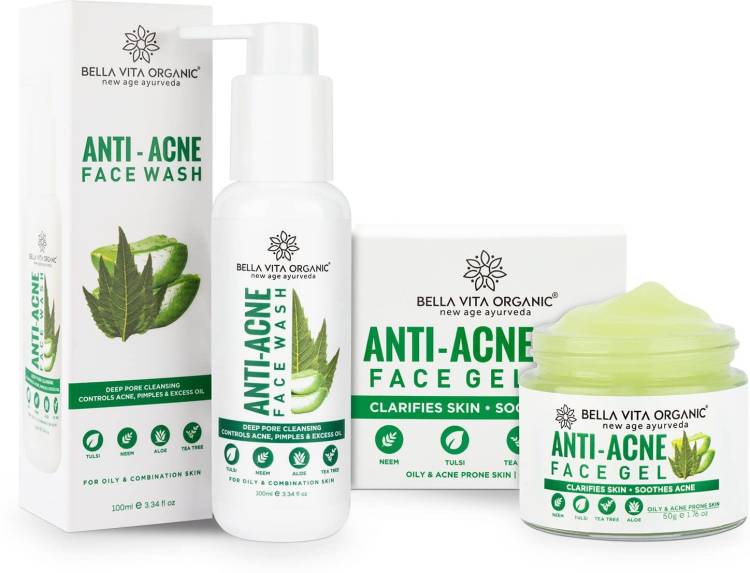 Bella vita organic Anti Acne Combo with Neem, Basil, Tea Tree & Aloe Vera Face Gel & Face Wash Price in India