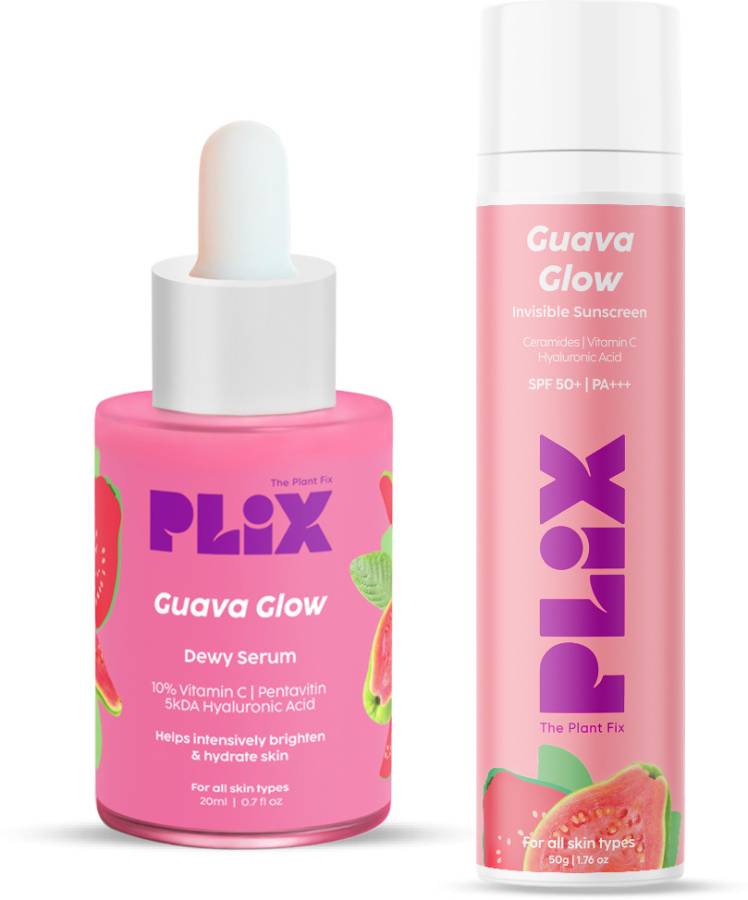 The Plant Fix Plix SPF 50+ Guava Glow Sunscreen-50g and 10% Vitamin C Guava Face Serum-20ml Combo Price in India