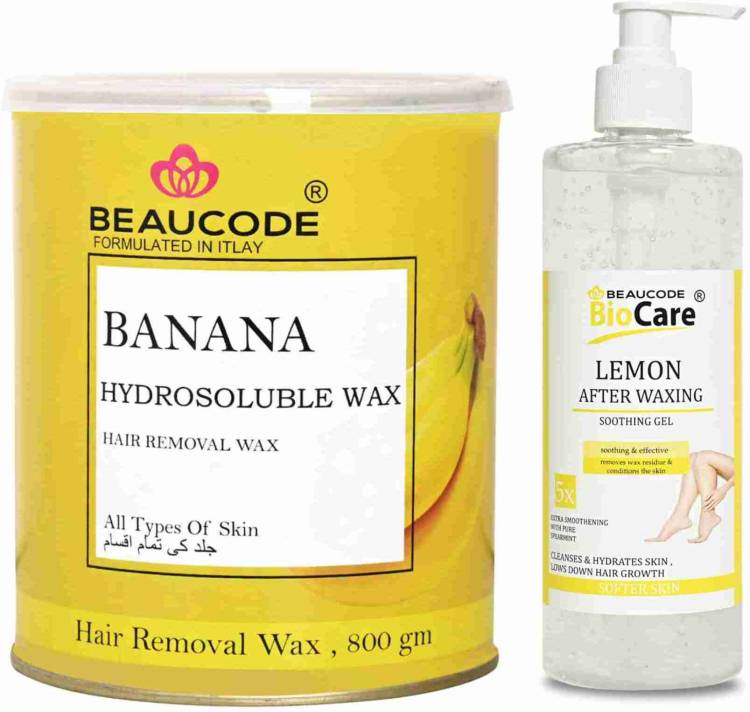 Beaucode Professional Rica Banana Hair Removing Wax 800 gm + Mint After Waxing Gel 500 ml ( Pack of 2 ) Price in India