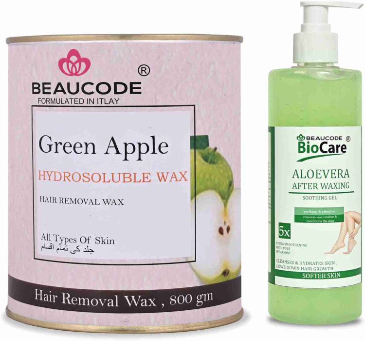 Beaucode Professional Rica Green Apple Hair Removing Wax 800 gm + Aloe Vera After Waxing Gel 500 ml ( Pack of 2 ) Price in India