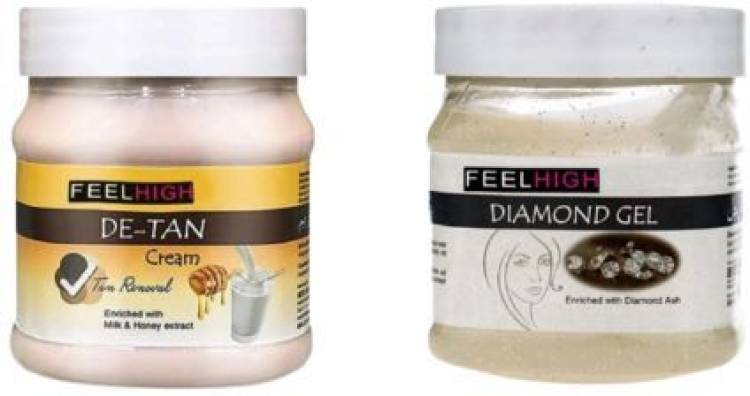 feelhigh Face and Body De tan Cream 500gm And Diamond Gel 500gm - Skin care and Facial Products -Man woman Price in India