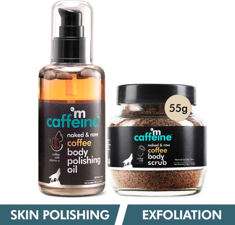mCaffeine Exfoliating Coffee Body Scrub & Relaxing Body Massage Oil for Soft-Glowing Skin Price in India