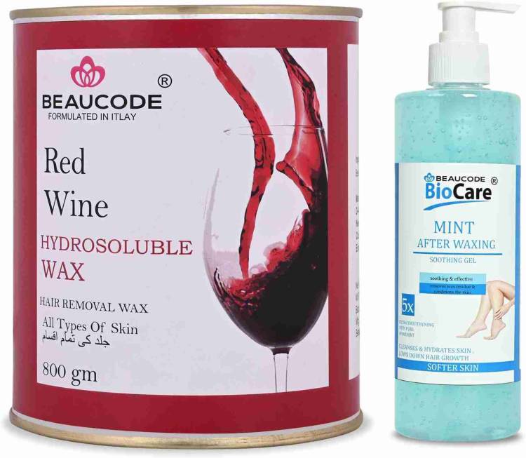 Beaucode Professional Rica Red Wine Hair Removing Wax 800 gm + Mint After Waxing Gel 500 ml ( Pack of 2 ) Price in India