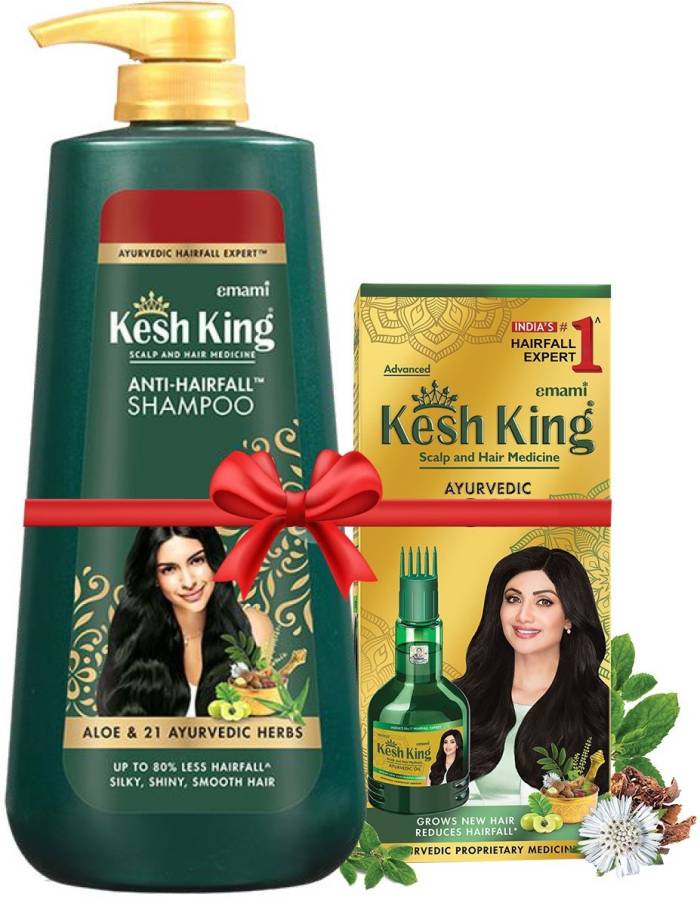 Kesh King Anti Hairfall Shampoo 600ml + Oil 300ml Price in India