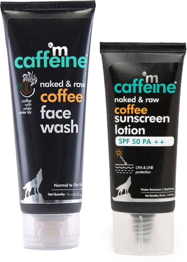 mCaffeine Coffee De Tan Face Wash and Matte Sunscreen Lotion SPF 50++ for Sun protection & Glowing Skin | For Men & Women Price in India