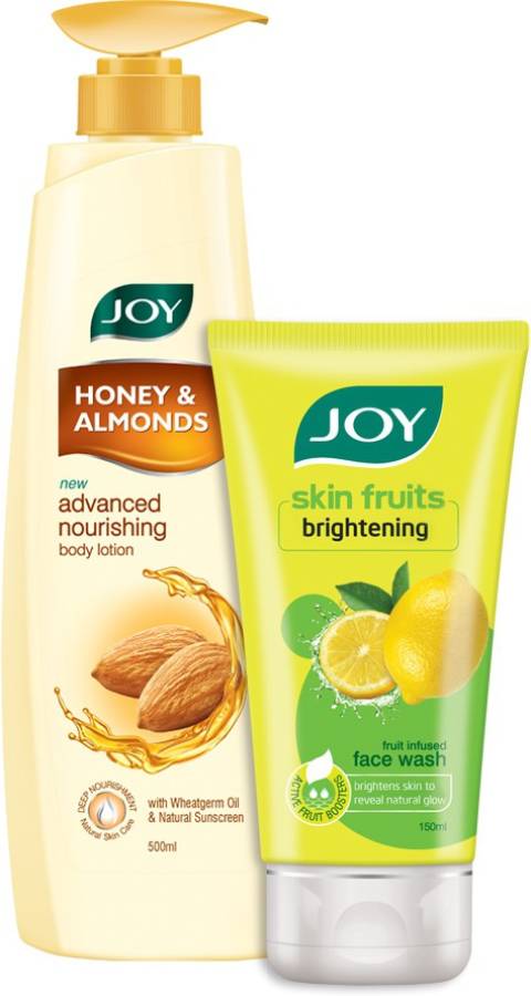 Joy Honey & Almonds Body Lotion 500ml | Skin Fruits Lemon Brightening Face Wash 150ml ( Combo Pack ) Price in India