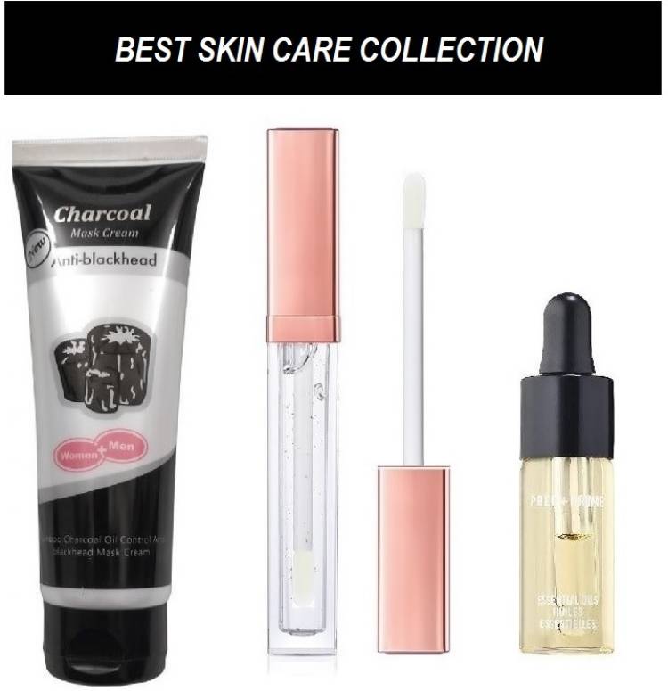 Herrlich SOFT GLOWING FACE SKIN CARE CHARCOAL TUBE FACE SERUM & LIP GLOSS COMBO KIT Price in India