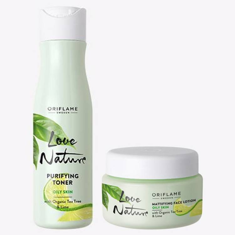 Oriflame Mattifying Face Lotion with Organic Tea Tree & Lime 50 ml , Purifying Toner with Organic Tea Tree & Lime 150 ml Price in India