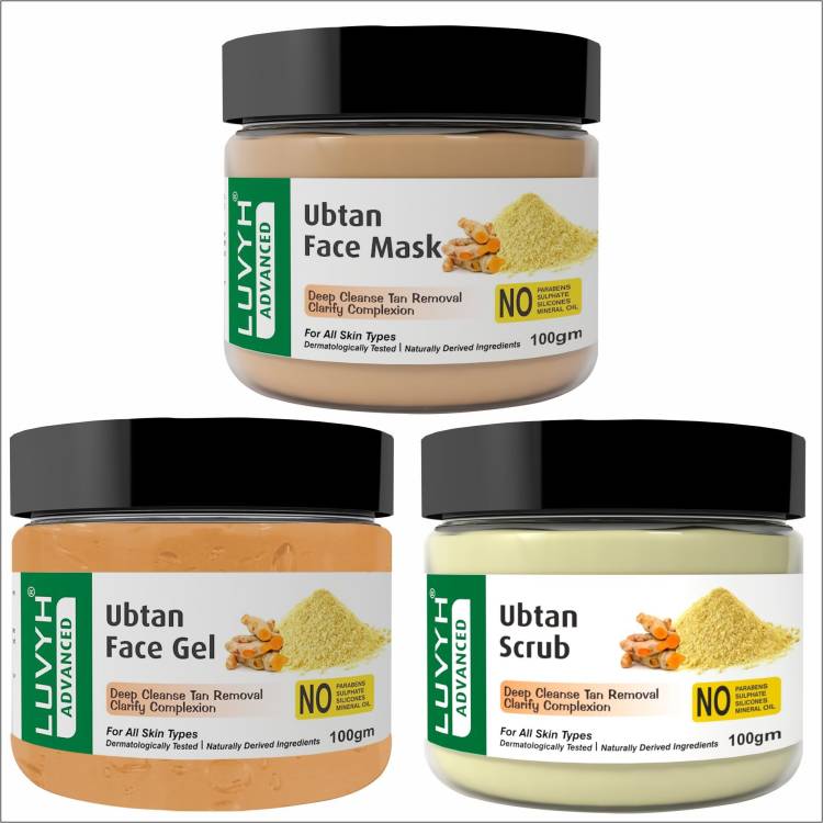 LUVYH Ubtan Face Gel - 100g and Ubtan Face Scrub - 100g and Ubtan Face Mask - 100g Price in India