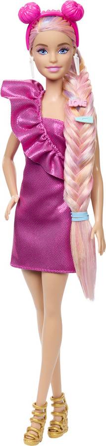 BARBIE Fun & Fancy Hair Doll with Extra-Long Colorful Blonde Hair & Styling Accessories