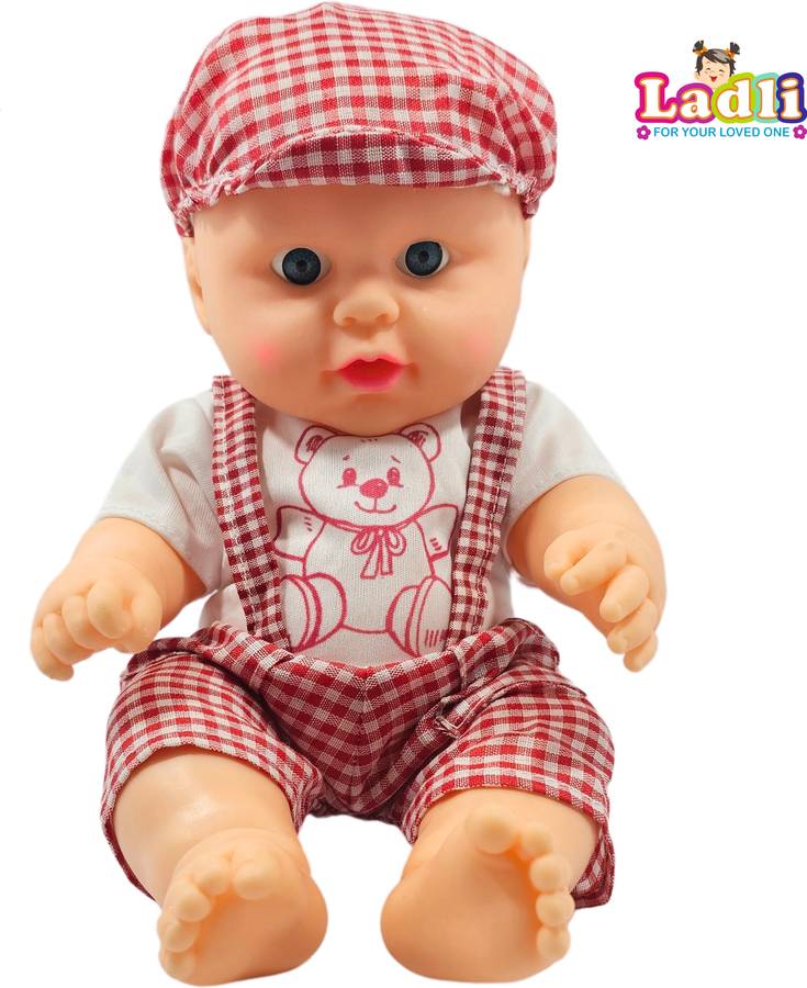 Ladli Golu Baba Cute Soft Baby Toy for Kids in Red Check Dress Born baby