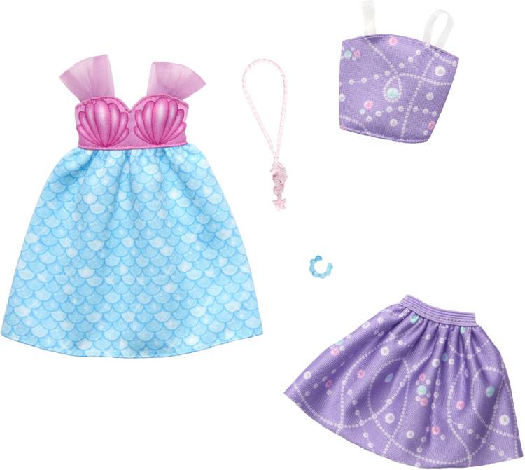 BARBIE Doll Clothing, Fashion and Accessory Pack with Mermaid Theme (2 Outfits)