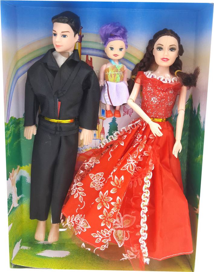 CTC CREATION Kids Family Doll Wedding Couple Set with Child