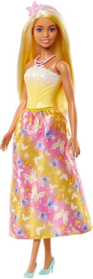 BARBIE Royal Doll with Brightly Highlighted Hair, Butterfly-Print Skirt and Accessories