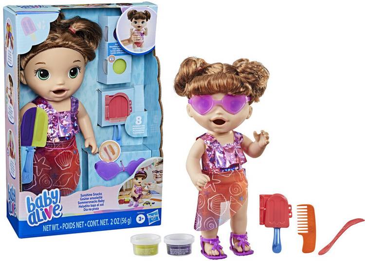 Baby Alive Sunshine Snacks Doll, Eats and "Poops,Waterplay, Ice Pop Mold, Toy for Kids