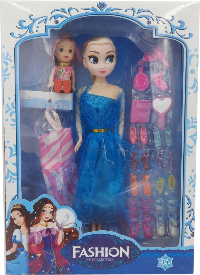 NV COLLECTION Looked Movable Joints Dolls Princess Elsa from Frozen 2 with Baby & Accessories