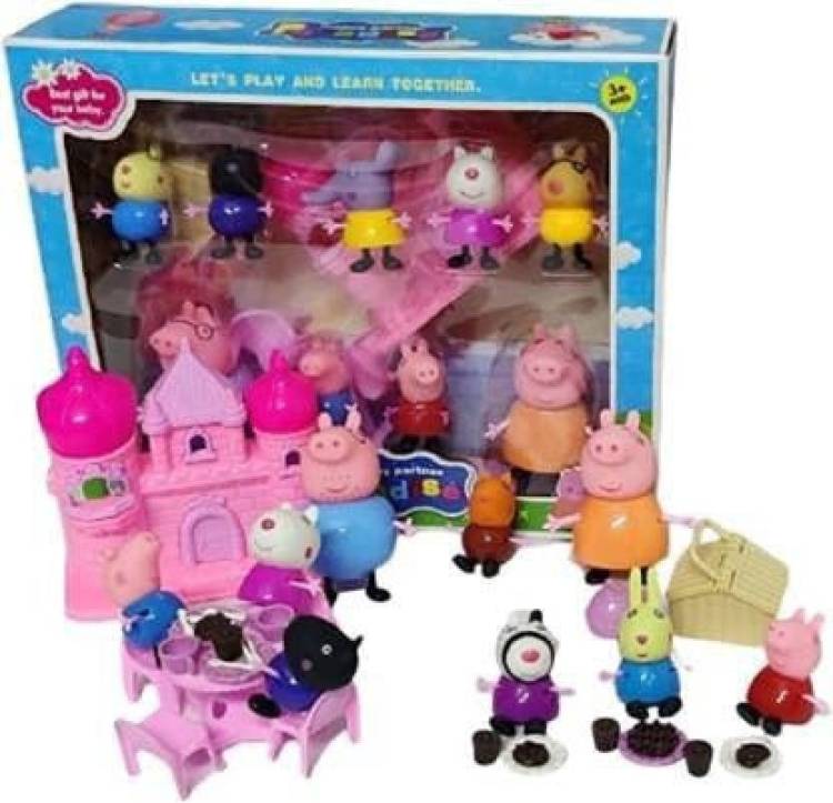 The Simplifiers Happy Pinkie Pig Family and Friends Tea Party Picnic Set with Castle