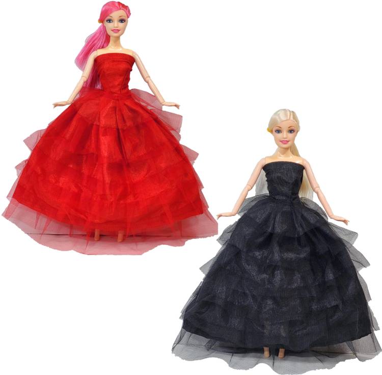 mini gifts - Doll Set for Girls, Doll Set With Frock (Red and Black)