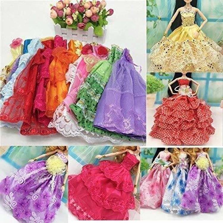 IDREAM Plastic Polyester Doll Accessories Wedding Gown Dress for Doll