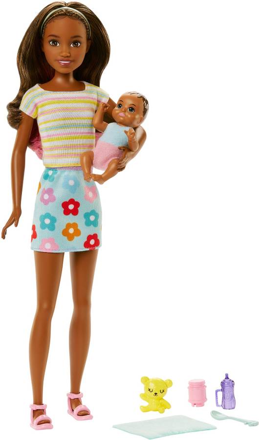 BARBIE Dolls and Accessories, Brunette Skipper Doll with Baby Figure