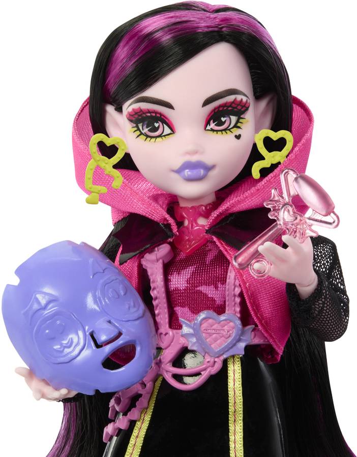 MONSTER HIGH Draculaura Doll, Skulltimate Secrets Neon Frights, Dress-Up Locker,19+ Surprises