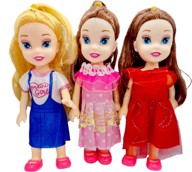 PRIMEFAIR Cute 3 Sister Baby Doll for Kids, Dolls Fancy Dress for Girls (Pack of 3 Pcs)