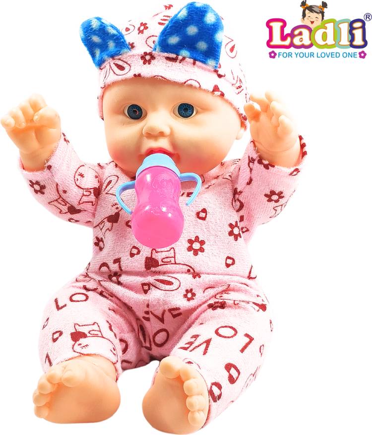 Ladli Cute Little Boy in Teddy Printed Dress Doll for Kids Removable Clothes