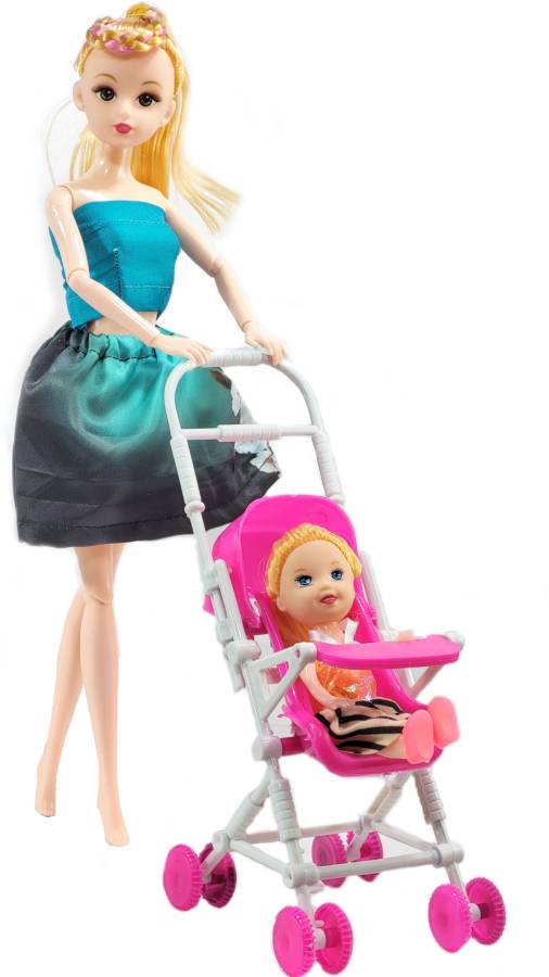 mini gifts Folding Doll Set & Baby Doll with Stroller, Cute & Attractive Doll Face