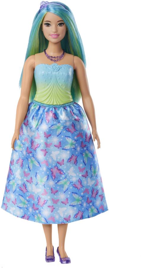 BARBIE Royal Doll with Blue-Highlighted Hair, Butterfly-Print Skirt and Accessories