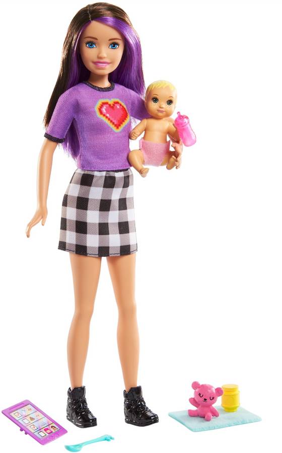 BARBIE Skipper Babysitters Brunette Doll & Accessories Set for 3 to 7 Year Olds