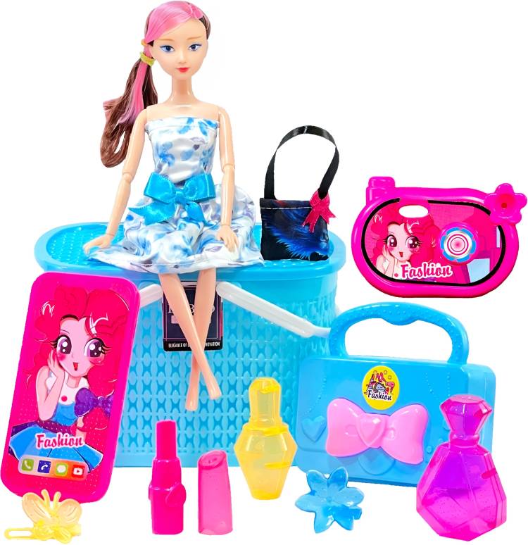 mini gifts - Doll Set for Girls, Doll Set with Bucket, Doll Bag and Makeup Accessories