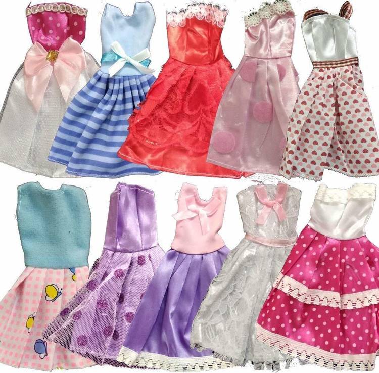IDREAM Doll Accessories Cloth and Lace Dress for Any Doll (Multicolor), Set of 10
