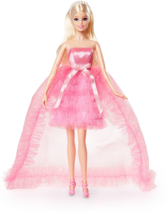 BARBIE Birthday Wishes Doll, Blonde in Pink Satin and Tulle Dress, Fashion Collectibles