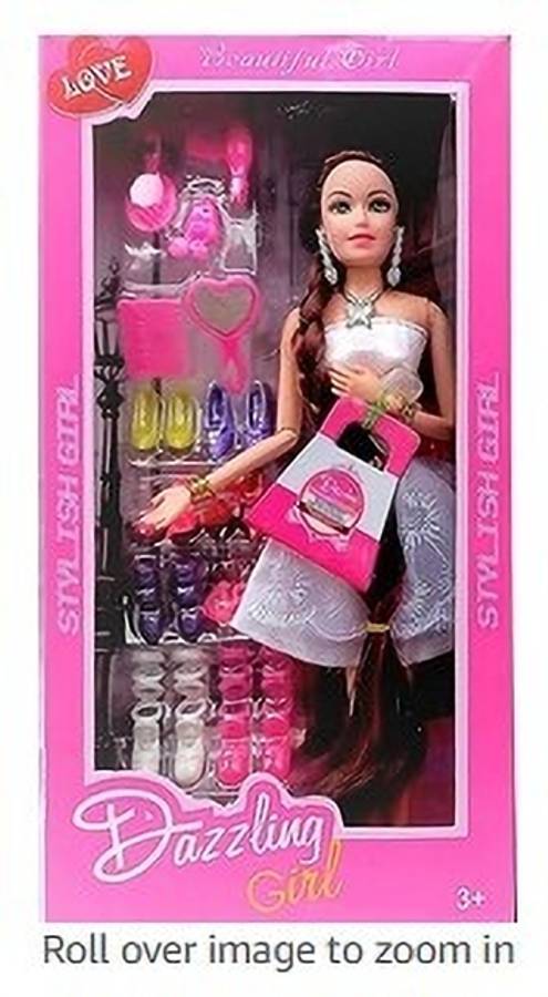 AKFLICKS Beautiful Dazzling Doll Toy with Movable Arms, Legs, and Accessories