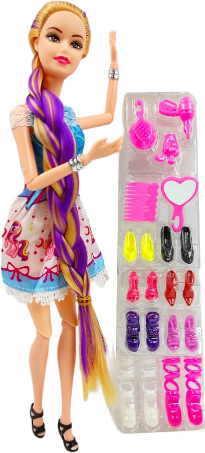 Johnnie Boy Doll For Girls with Long Hairs, Shoes Set and Beauty Set| Barbie look alike Doll