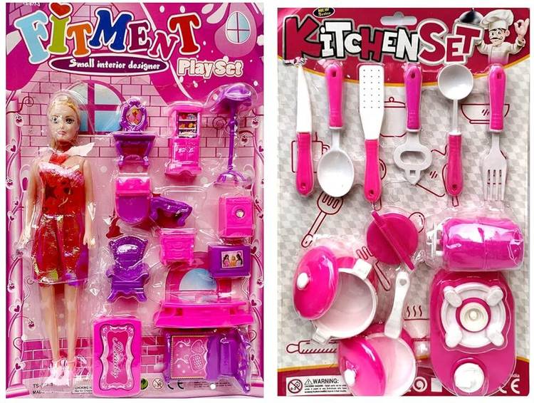 M S.Toys Doll House Set for Kid's with Kitchen Set for Kids Girls Toys for Girls Combo