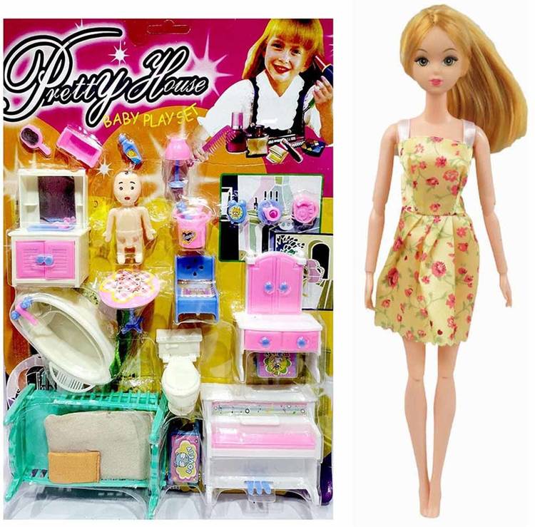 ANANYA CREATIONS PRIMEFAIR Pretty Home Baby Play Doll Sets with Small House 20 Accessories,