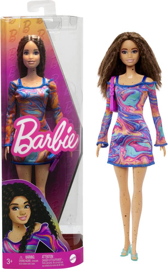 BARBIE Fashionistas Doll #206 with Crimped Hair and Freckles & Accessories