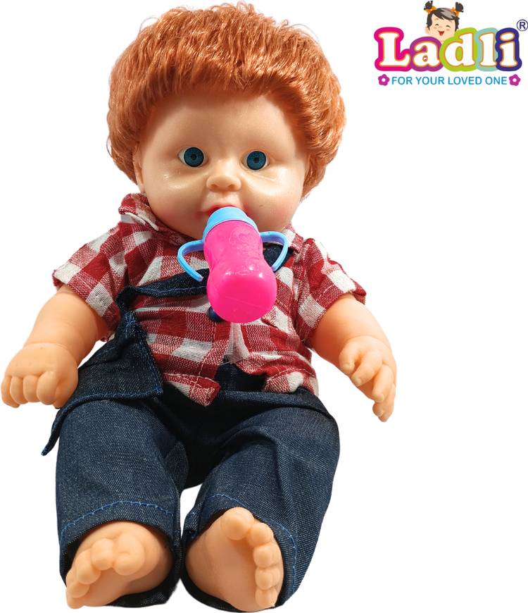 Ladli Cute Soft Body Toy for Kids check dress and kids wallet Golu Baba Toy for Kids_A